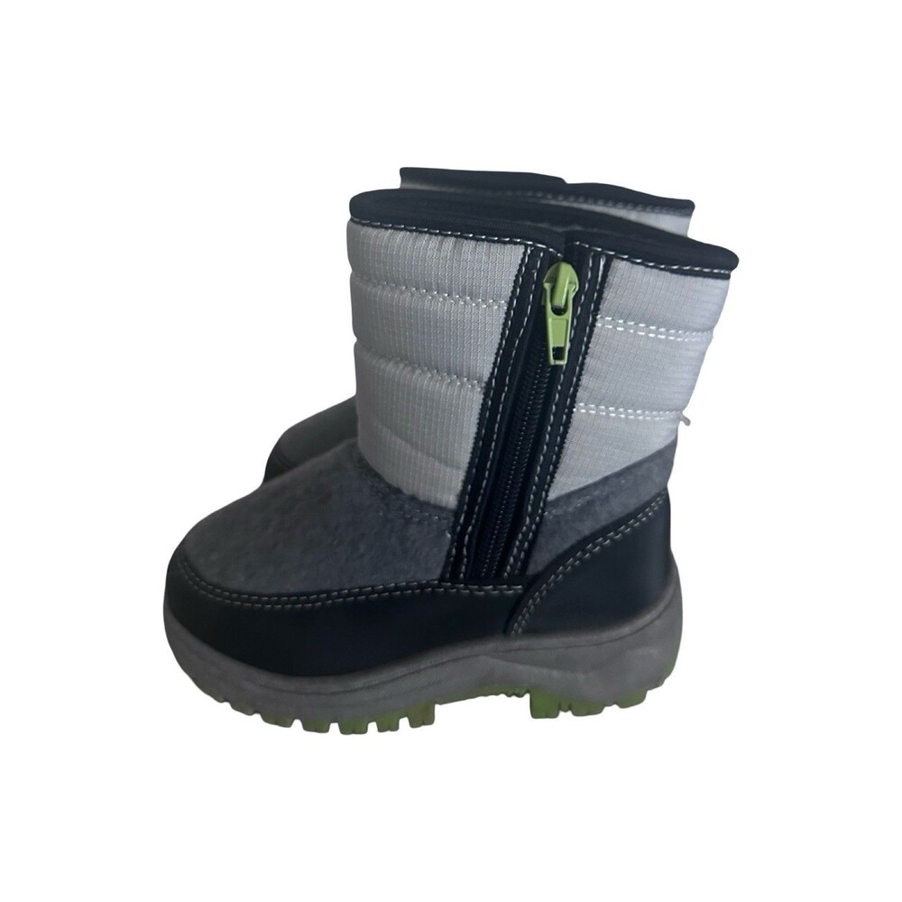 Kid's Brand Kids Gray boys boots size 8 warm fleece lined EUC - Picture 4 of 7
